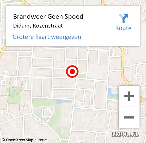 Locatie op kaart van de 112 melding: Brandweer Geen Spoed Naar Didam, Rozenstraat op 25 maart 2023 14:50