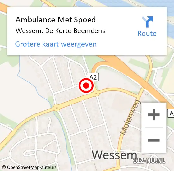 Locatie op kaart van de 112 melding: Ambulance Met Spoed Naar Wessem, De Korte Beemdens op 9 september 2013 11:10