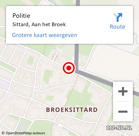 Locatie op kaart van de 112 melding: Politie Sittard, Aan het Broek op 25 maart 2023 14:56