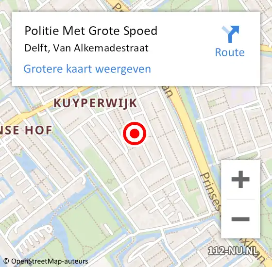 Locatie op kaart van de 112 melding: Politie Met Grote Spoed Naar Delft, Van Alkemadestraat op 25 maart 2023 15:07