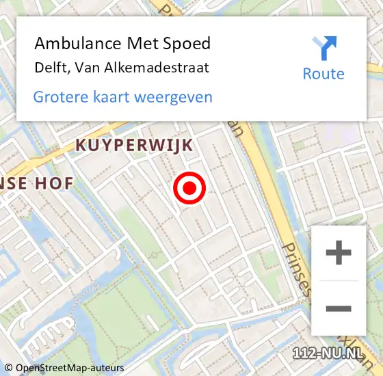 Locatie op kaart van de 112 melding: Ambulance Met Spoed Naar Delft, Van Alkemadestraat op 25 maart 2023 15:08