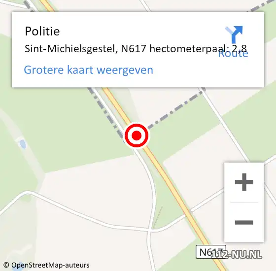 Locatie op kaart van de 112 melding: Politie Sint-Michielsgestel, N617 hectometerpaal: 2,8 op 25 maart 2023 15:10
