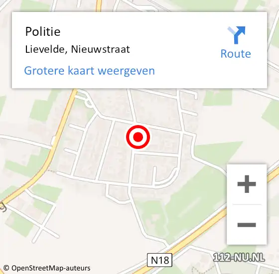 Locatie op kaart van de 112 melding: Politie Lievelde, Nieuwstraat op 25 maart 2023 15:11