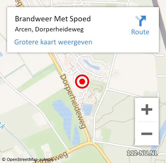 Locatie op kaart van de 112 melding: Brandweer Met Spoed Naar Arcen, Dorperheideweg op 25 maart 2023 15:22