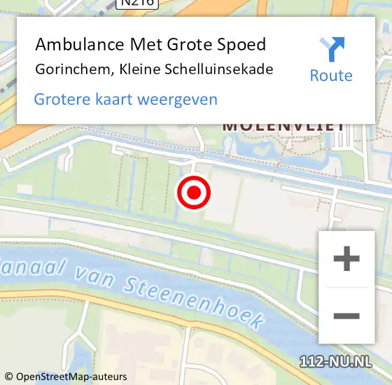 Locatie op kaart van de 112 melding: Ambulance Met Grote Spoed Naar Gorinchem, Kleine Schelluinsekade op 25 maart 2023 15:27