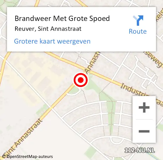 Locatie op kaart van de 112 melding: Brandweer Met Grote Spoed Naar Reuver, Sint Annastraat op 25 maart 2023 15:48