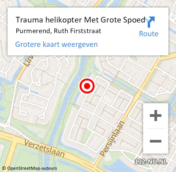 Locatie op kaart van de 112 melding: Trauma helikopter Met Grote Spoed Naar Purmerend, Ruth Firststraat op 25 maart 2023 16:07