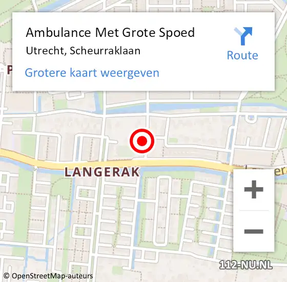 Locatie op kaart van de 112 melding: Ambulance Met Grote Spoed Naar Utrecht, Scheurraklaan op 12 oktober 2013 01:20