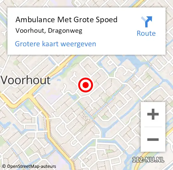 Locatie op kaart van de 112 melding: Ambulance Met Grote Spoed Naar Voorhout, Dragonweg op 25 maart 2023 16:11