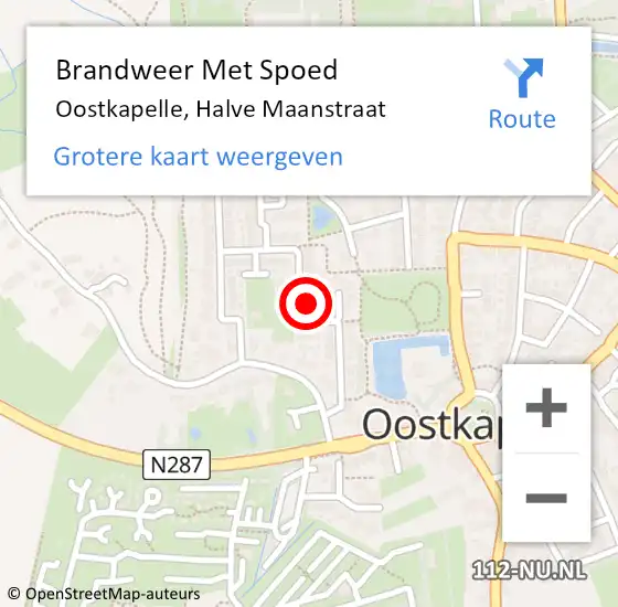 Locatie op kaart van de 112 melding: Brandweer Met Spoed Naar Oostkapelle, Halve Maanstraat op 25 maart 2023 16:11