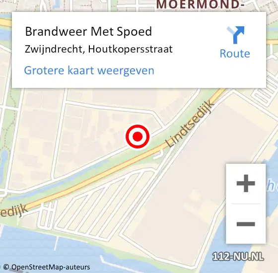 Locatie op kaart van de 112 melding: Brandweer Met Spoed Naar Zwijndrecht, Houtkopersstraat op 25 maart 2023 16:26