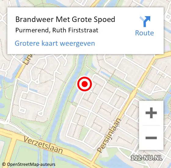 Locatie op kaart van de 112 melding: Brandweer Met Grote Spoed Naar Purmerend, Ruth Firststraat op 25 maart 2023 16:27