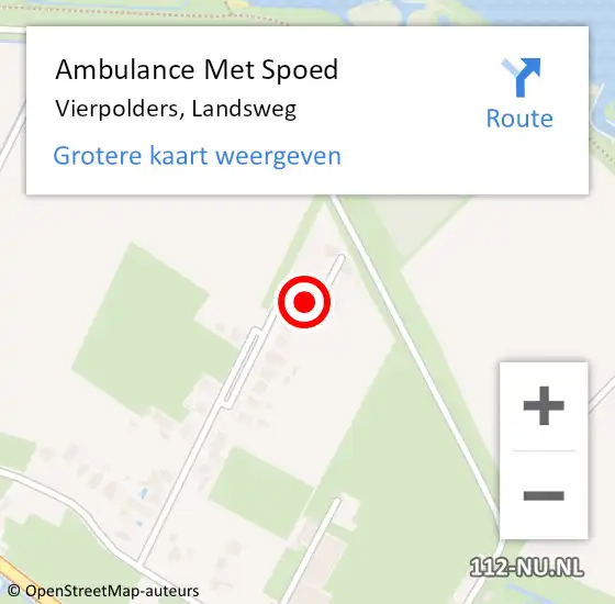 Locatie op kaart van de 112 melding: Ambulance Met Spoed Naar Vierpolders, Landsweg op 25 maart 2023 16:32