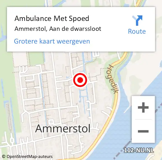 Locatie op kaart van de 112 melding: Ambulance Met Spoed Naar Ammerstol, Aan de dwarssloot op 25 maart 2023 16:50