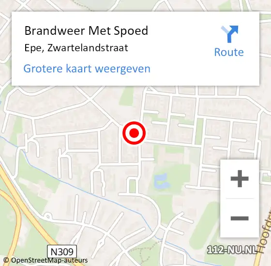 Locatie op kaart van de 112 melding: Brandweer Met Spoed Naar Epe, Zwartelandstraat op 25 maart 2023 17:02