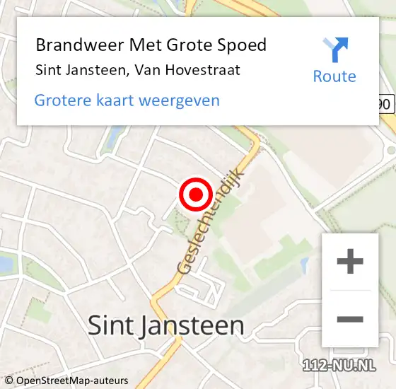 Locatie op kaart van de 112 melding: Brandweer Met Grote Spoed Naar Sint Jansteen, Van Hovestraat op 25 maart 2023 17:09
