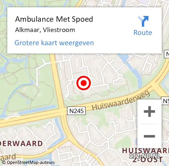 Locatie op kaart van de 112 melding: Ambulance Met Spoed Naar Alkmaar, Vliestroom op 25 maart 2023 17:19