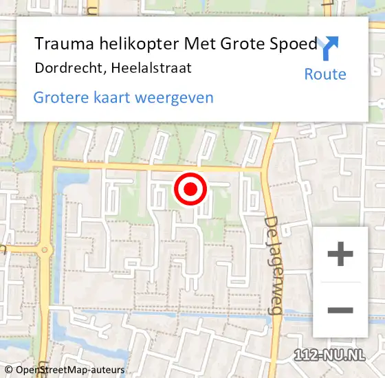Locatie op kaart van de 112 melding: Trauma helikopter Met Grote Spoed Naar Dordrecht, Heelalstraat op 25 maart 2023 17:38
