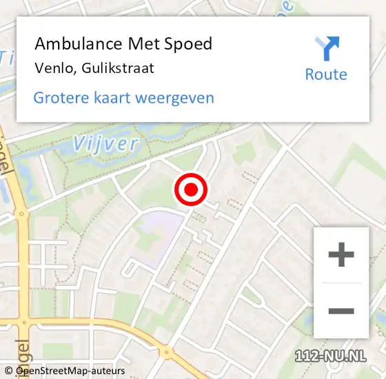 Locatie op kaart van de 112 melding: Ambulance Met Spoed Naar Venlo, Gulikstraat op 25 maart 2023 18:32