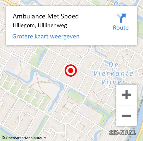 Locatie op kaart van de 112 melding: Ambulance Met Spoed Naar Hillegom, Hillinenweg op 25 maart 2023 18:39