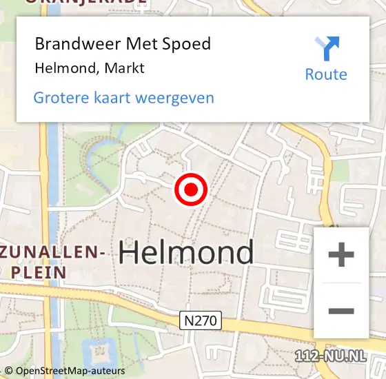 Locatie op kaart van de 112 melding: Brandweer Met Spoed Naar Helmond, Markt op 25 maart 2023 18:52
