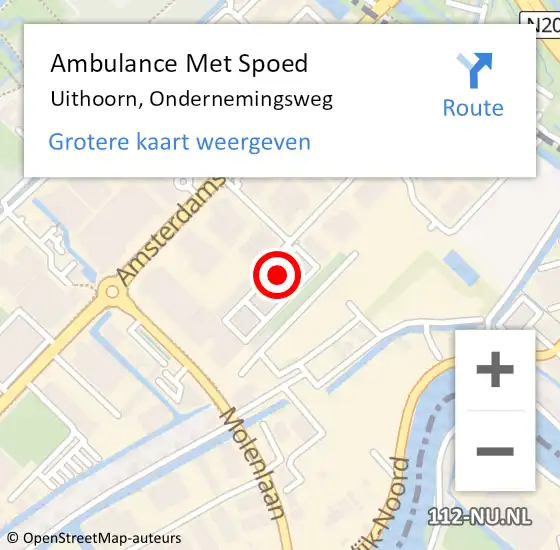 Locatie op kaart van de 112 melding: Ambulance Met Spoed Naar Uithoorn, Ondernemingsweg op 25 maart 2023 19:05