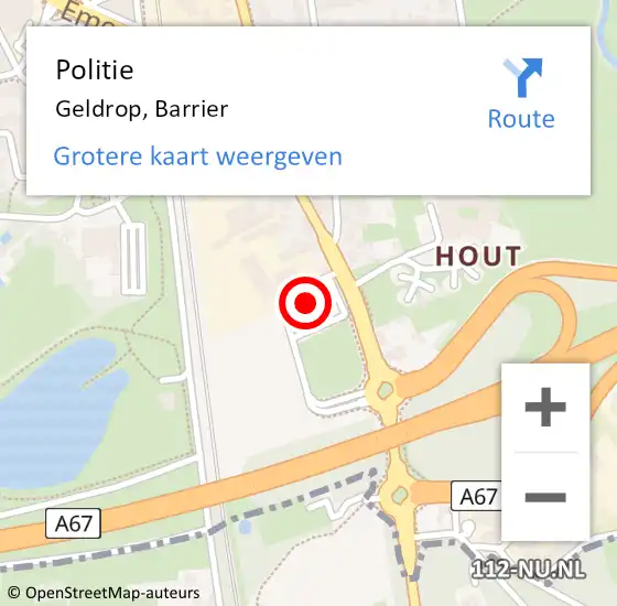 Locatie op kaart van de 112 melding: Politie Geldrop, Barrier op 25 maart 2023 19:10