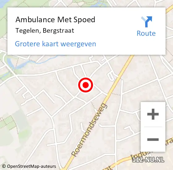 Locatie op kaart van de 112 melding: Ambulance Met Spoed Naar Tegelen, Bergstraat op 25 maart 2023 19:15
