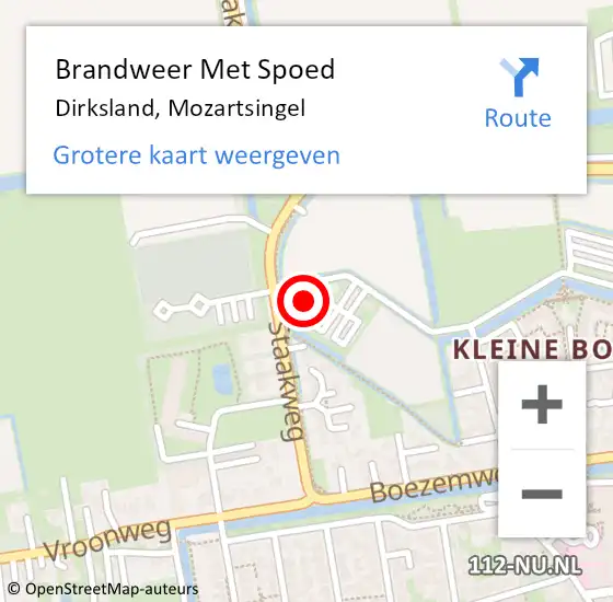 Locatie op kaart van de 112 melding: Brandweer Met Spoed Naar Dirksland, Mozartsingel op 25 maart 2023 19:16
