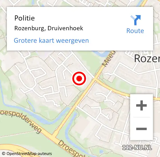 Locatie op kaart van de 112 melding: Politie Rozenburg, Druivenhoek op 25 maart 2023 19:24