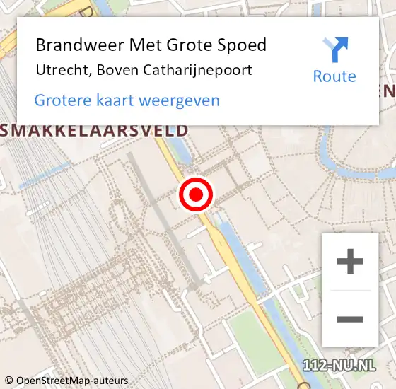 Locatie op kaart van de 112 melding: Brandweer Met Grote Spoed Naar Utrecht, Boven Catharijnepoort op 25 maart 2023 19:26