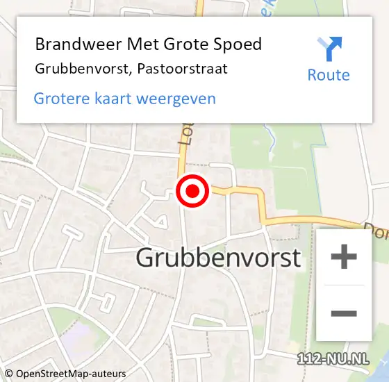 Locatie op kaart van de 112 melding: Brandweer Met Grote Spoed Naar Grubbenvorst, Pastoorstraat op 25 maart 2023 19:28