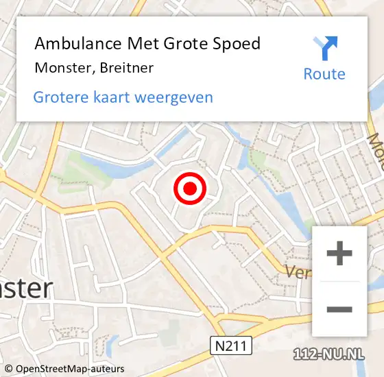 Locatie op kaart van de 112 melding: Ambulance Met Grote Spoed Naar Monster, Breitner op 25 maart 2023 19:36