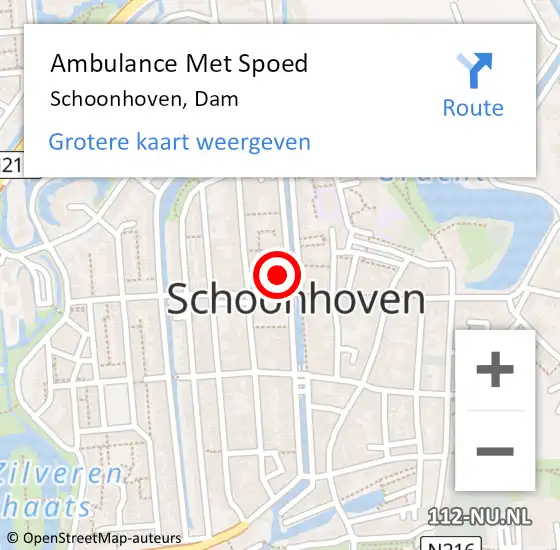 Locatie op kaart van de 112 melding: Ambulance Met Spoed Naar Schoonhoven, Dam op 25 maart 2023 19:49