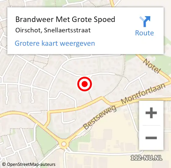 Locatie op kaart van de 112 melding: Brandweer Met Grote Spoed Naar Oirschot, Snellaertsstraat op 25 maart 2023 20:25