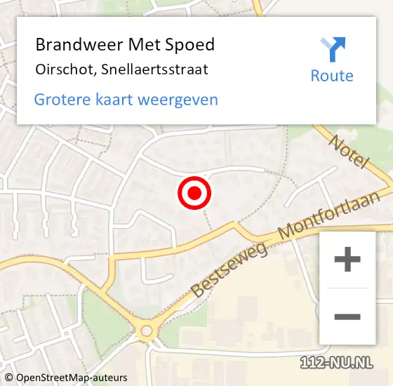 Locatie op kaart van de 112 melding: Brandweer Met Spoed Naar Oirschot, Snellaertsstraat op 25 maart 2023 20:28