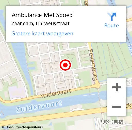 Locatie op kaart van de 112 melding: Ambulance Met Spoed Naar Zaandam, Linnaeusstraat op 25 maart 2023 20:44