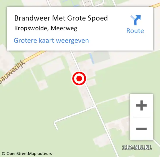 Locatie op kaart van de 112 melding: Brandweer Met Grote Spoed Naar Kropswolde, Meerweg op 25 maart 2023 22:17