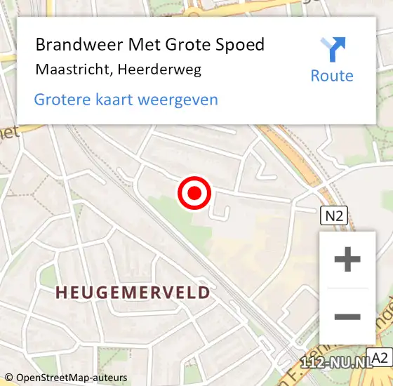 Locatie op kaart van de 112 melding: Brandweer Met Grote Spoed Naar Maastricht, Heerderweg op 25 maart 2023 22:35