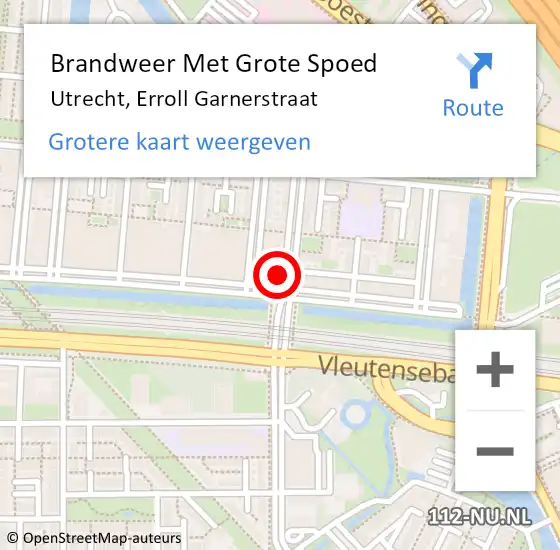 Locatie op kaart van de 112 melding: Brandweer Met Grote Spoed Naar Utrecht, Erroll Garnerstraat op 25 maart 2023 22:40