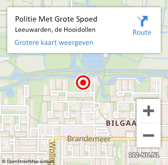 Locatie op kaart van de 112 melding: Politie Met Grote Spoed Naar Leeuwarden, de Hooidollen op 25 maart 2023 22:48