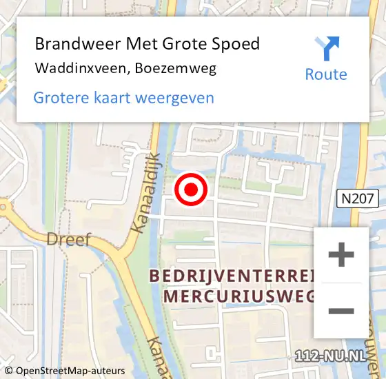 Locatie op kaart van de 112 melding: Brandweer Met Grote Spoed Naar Waddinxveen, Boezemweg op 25 maart 2023 22:54