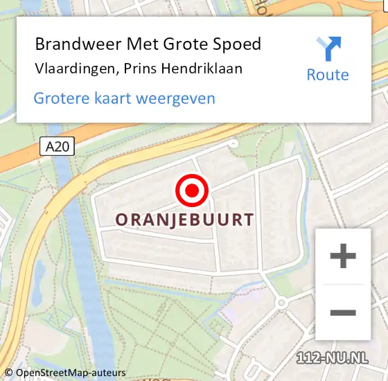 Locatie op kaart van de 112 melding: Brandweer Met Grote Spoed Naar Vlaardingen, Prins Hendriklaan op 25 maart 2023 22:57