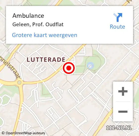 Locatie op kaart van de 112 melding: Ambulance Geleen, Prof. Oudflat op 20 augustus 2014 08:56