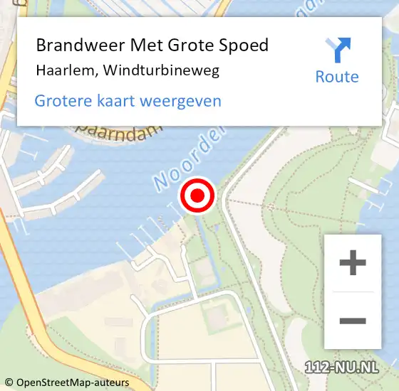 Locatie op kaart van de 112 melding: Brandweer Met Grote Spoed Naar Haarlem, Windturbineweg op 25 maart 2023 23:17