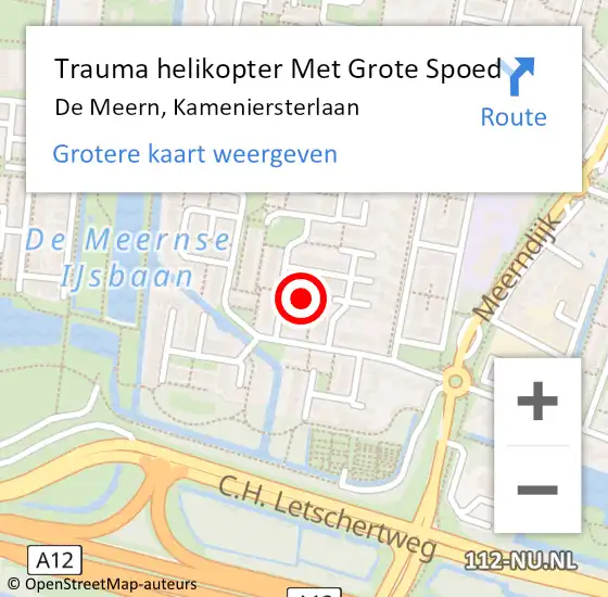 Locatie op kaart van de 112 melding: Trauma helikopter Met Grote Spoed Naar De Meern, Kameniersterlaan op 25 maart 2023 23:35