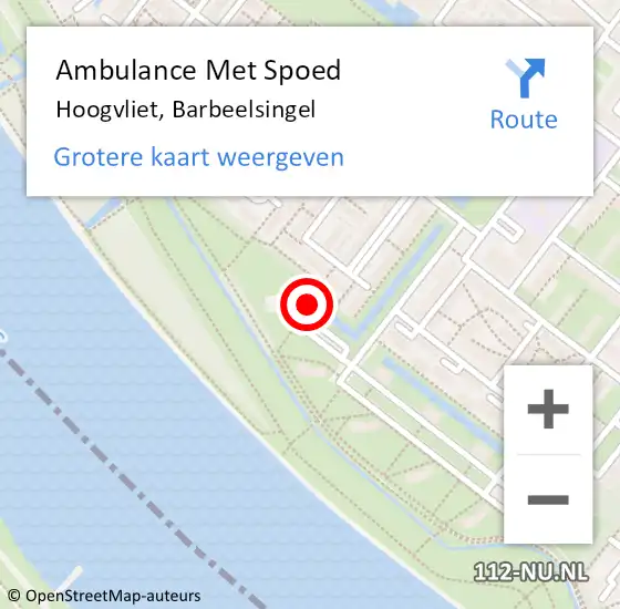 Locatie op kaart van de 112 melding: Ambulance Met Spoed Naar Hoogvliet, Barbeelsingel op 25 maart 2023 23:35