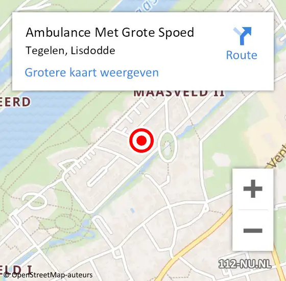 Locatie op kaart van de 112 melding: Ambulance Met Grote Spoed Naar Tegelen, Lisdodde op 26 maart 2023 00:05