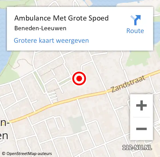 Locatie op kaart van de 112 melding: Ambulance Met Grote Spoed Naar Beneden-Leeuwen op 26 maart 2023 00:05