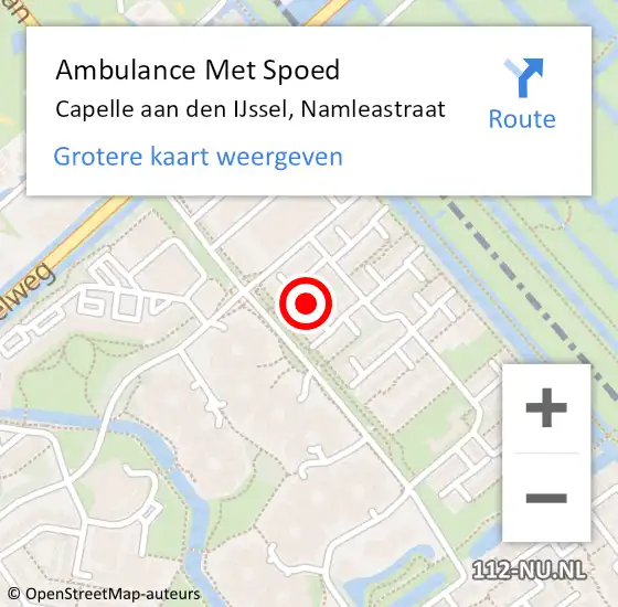Locatie op kaart van de 112 melding: Ambulance Met Spoed Naar Capelle aan den IJssel, Namleastraat op 26 maart 2023 00:17